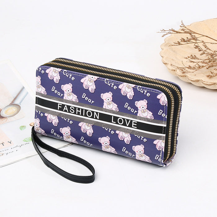 Wholesale   Double Zipper Wallet Women's Cartoon Handheld  Bag Coin Purse