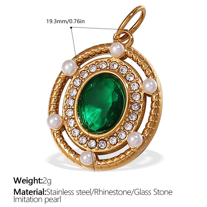 Wholesale  Pendant Accessories Inlaid Rhinestone All-match Pendant Inlaid Glass Stone Round Pendant Necklace