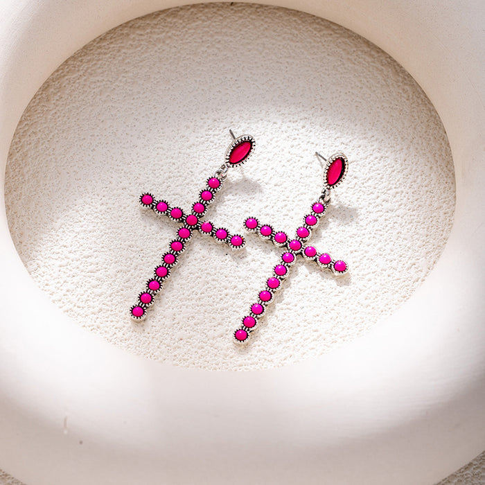 Wholesale Retro ethnic turquoise flower earrings