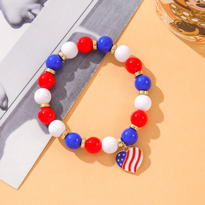 Wholesale Flag Five-pointed Star Heart American Independence Day Acrylic Bracelet JDC-BT-ShiY002