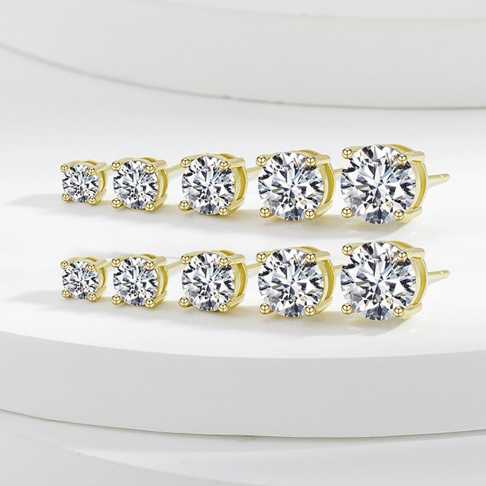 Wholesale Copper Four Prong Round CZ Earrings - Chic Jewelry Accessory for Everyday Wear