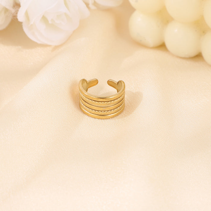 Wholesale 2pcs Luxury multi-layered   sophisticated  minimalist gold open-toe stainless steel ring