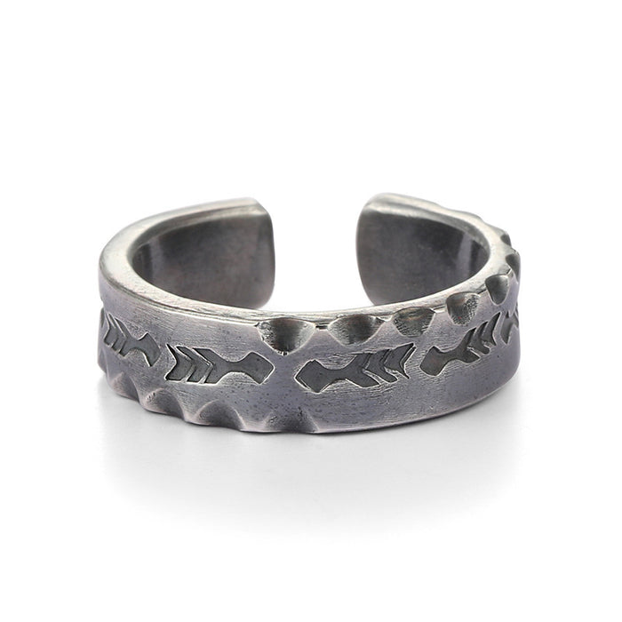 Wholesale Vintage handmade forged antique patterned ring with adjustable ring opening
