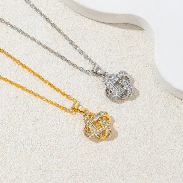 Wholesale Geometric cross pendant necklace, temperament inlaid with zirconia lock chain jewelry