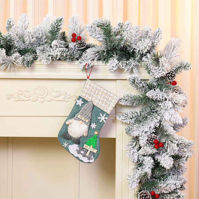 Wholesale Large Christmas Stocking Faceless Old Man Doll Christmas linen socks Candy Bag Gift Bag