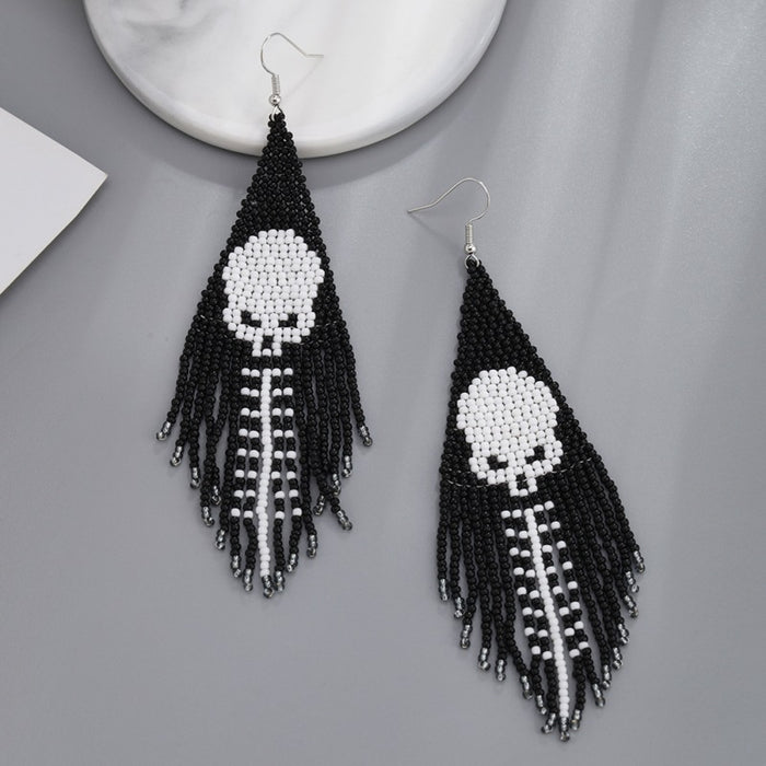 Wholesale  tassel earrings female creative skull ghost handmade rice beads earrings earrings