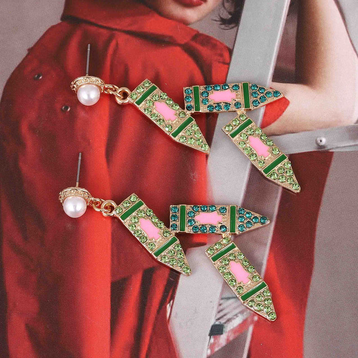 Wholesale alloy Diamond drop oil pencil earrings fashion geometric pearl earrings