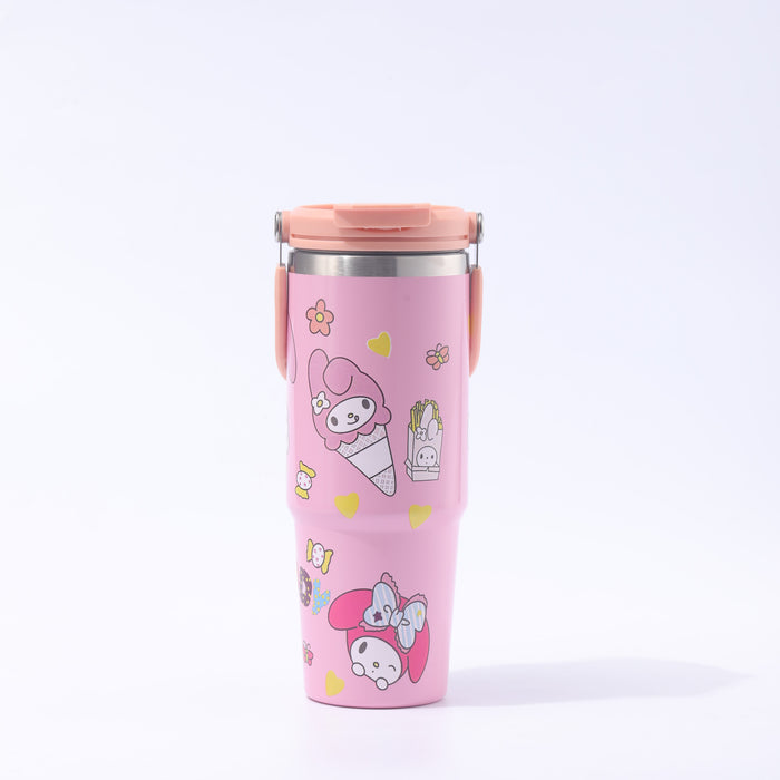 Wholesale Cartoon Large Capacity Ice Bully Cup Portable Portable Double Drink Car Cup Stainless Steel Thermos Cup Suction Tube Cup
