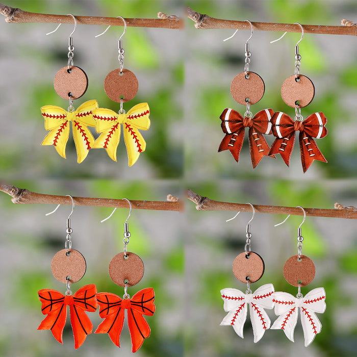 Wholesale New Ball Bow Disc Splicing Pendant Earrings, Acrylic Earrings for Watching Competitions, Gift