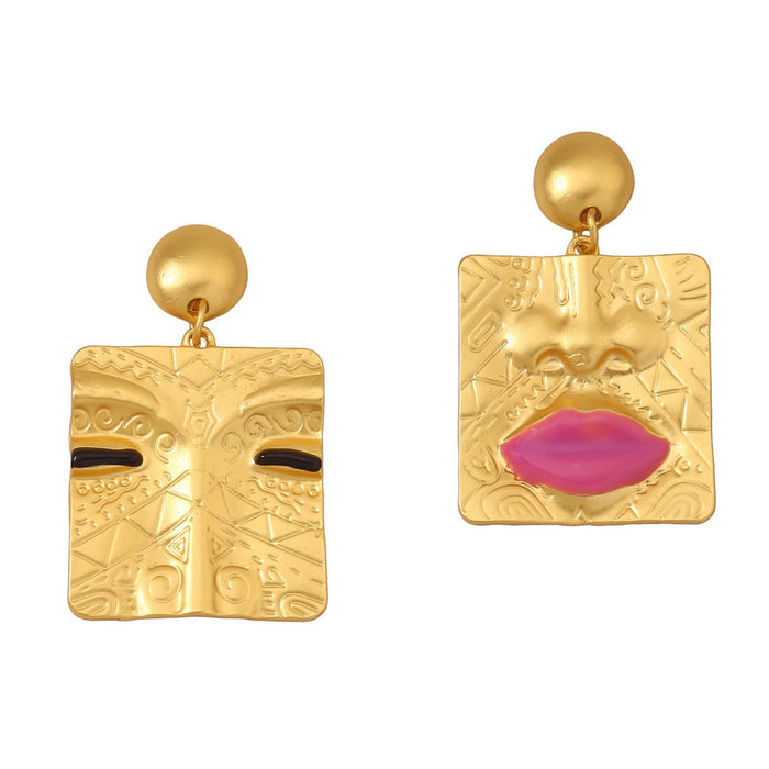 Wholesale Retro Five-feature Zinc Alloy Earrings JDC-ES-YueLi022