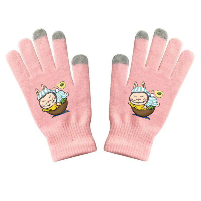 Wholesale Warm Dopamine Printed Knitted Gloves