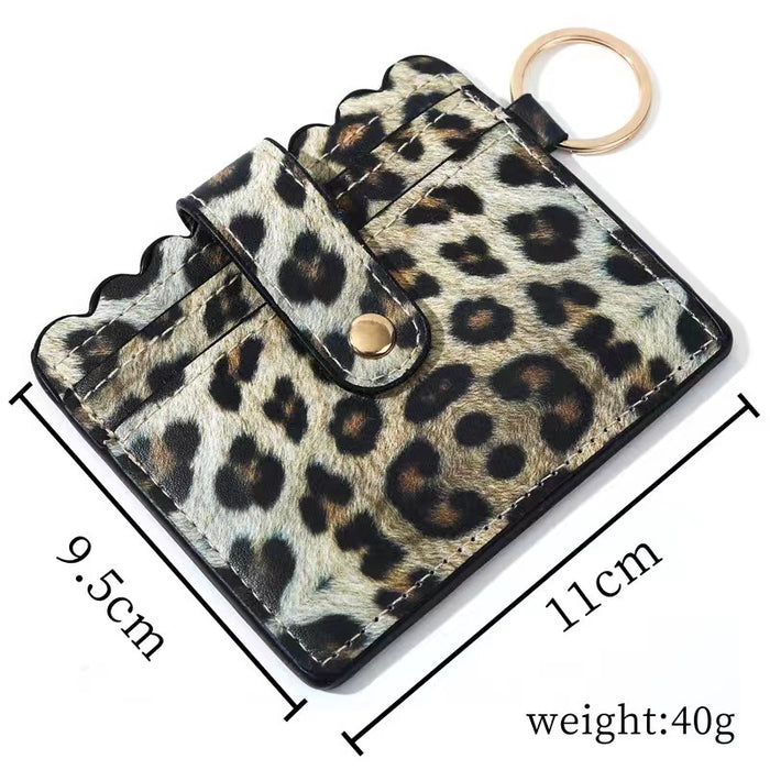Wholesale Leopard Print Cow Print Plaid PU Leather Card Holder Keychain JDC-KC-HTong001