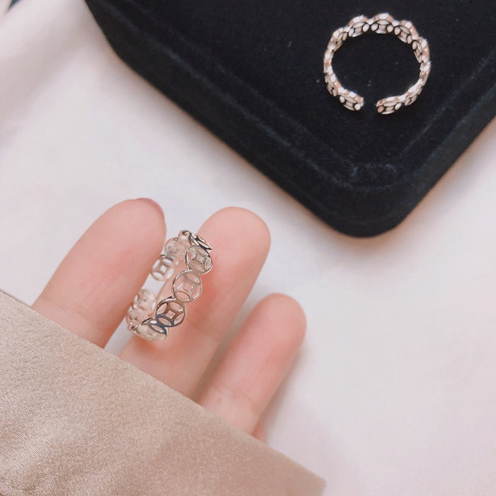 Wholesale Silver plated opening simple design versatile temperament women's jewelry ring