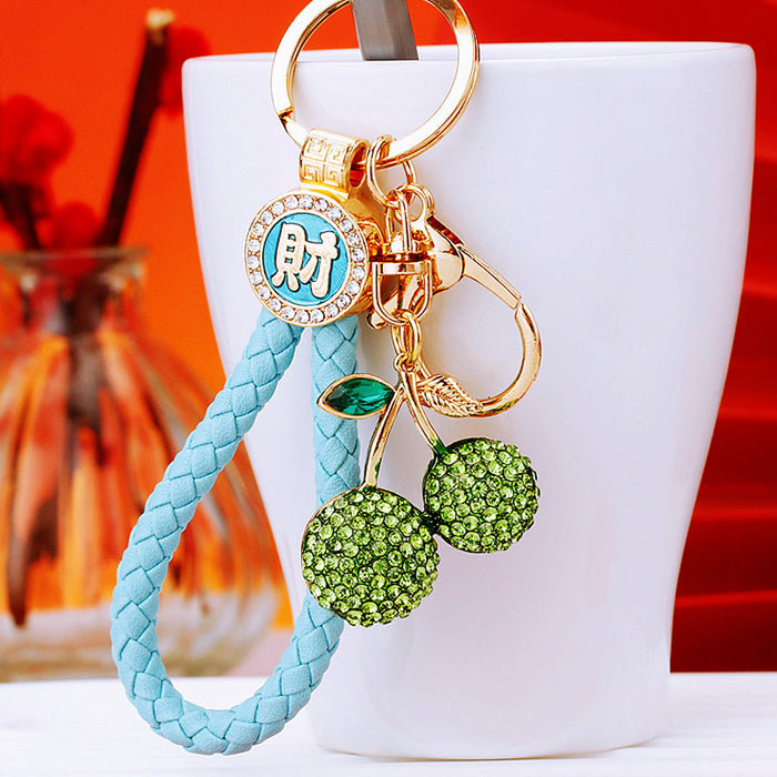 Wholesale Diamond studded car keychain pendant, metal keychain ring, cute and creative