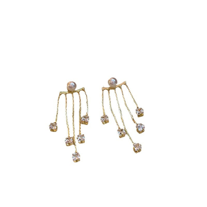 Wholesale Airflow Su Crystal Zircon Earrings, detachable with silver needles, temperament chain, long earrings