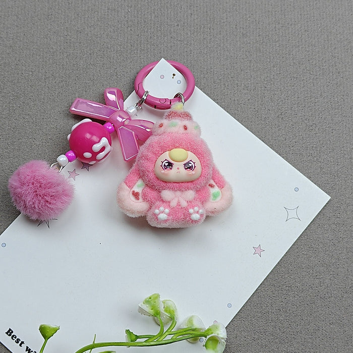 Wholesale Flocked Cartoon Cute Particle Keychain Bag Charm