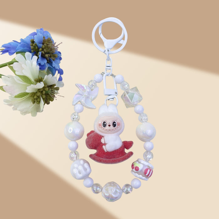 Wholesale Flocked Wizard Beaded Keychain