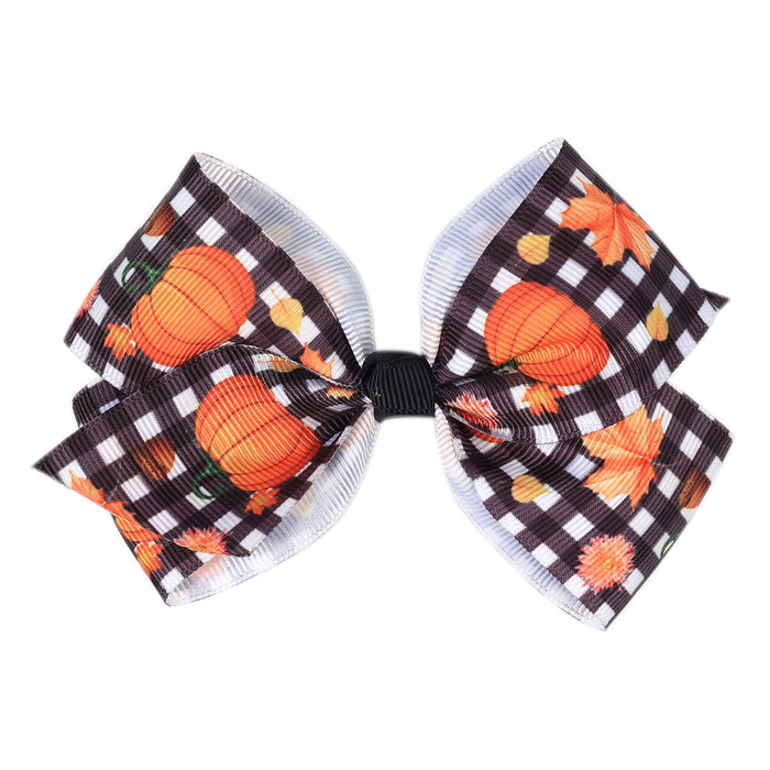 Wholesale Halloween Pumpkin Series Printed Bow Hairpin JDC-HC-QiuN016