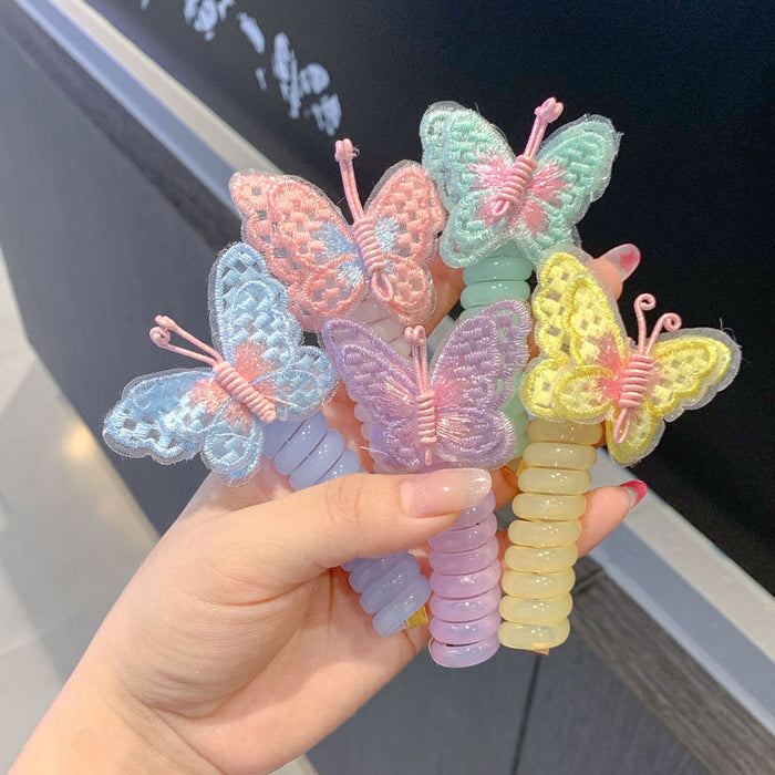 Wholesale Children's Fairy Butterfly Phone Cord Hair Scrunchies Cartoon Hair Tie Braided Hair Rope