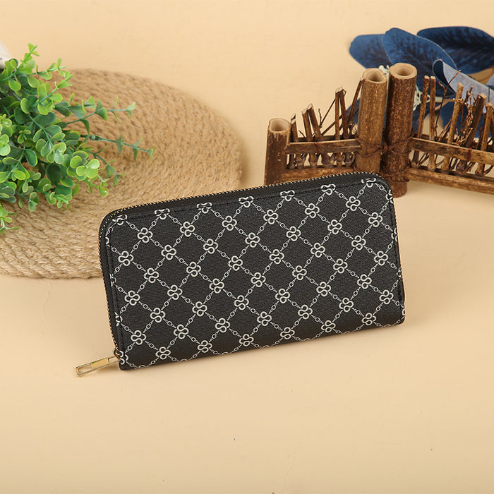 Wholesale Stylish Print PU Long Wallet Fashion Zip Around Clutch Trendy Everyday Handbag MOQ≥3