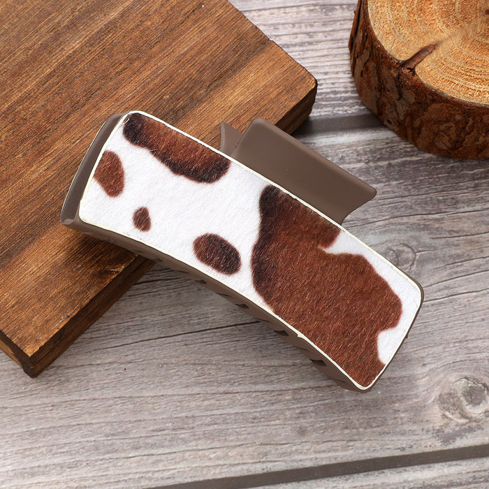 Wholesale Western Farm Style Cow Texture Leather Hair Clip Women' s Shark Clip