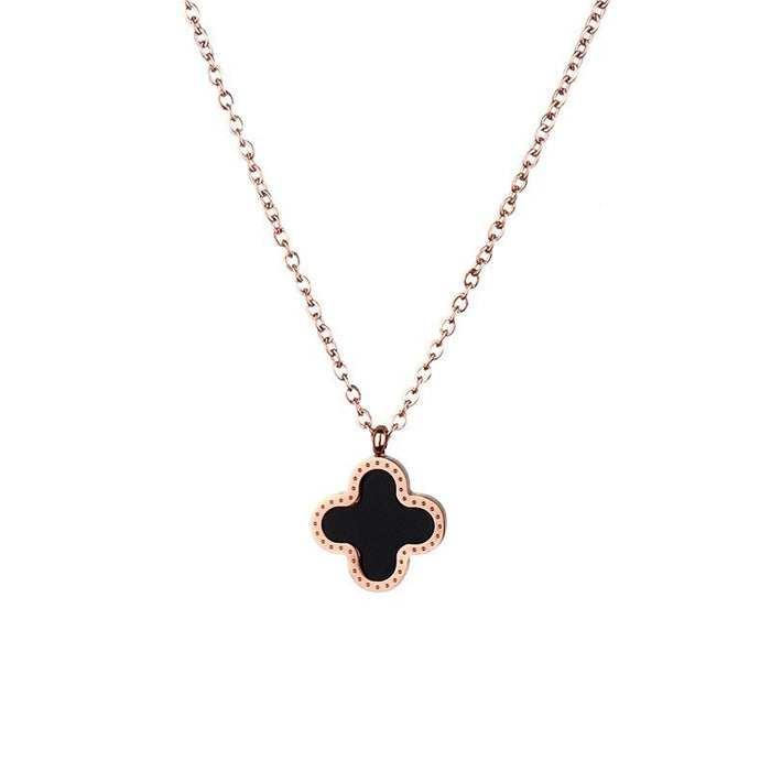 Wholesale Black and Red Four-leaf Clover Necklace Women's