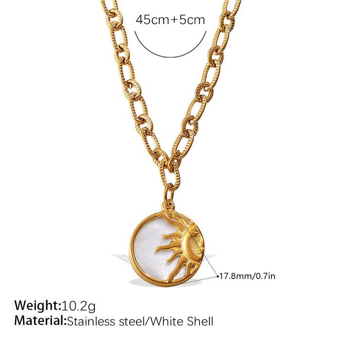 Wholesale Moon White Shell Pendant Necklace Stainless Steel
