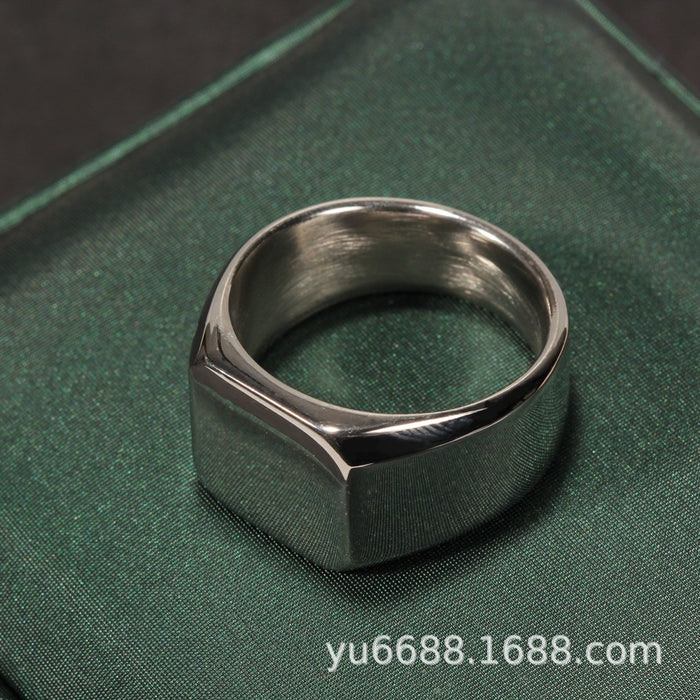 Wholesale Square Men's Polished Titanium Steel Ring JDC-RS-YuYuan011