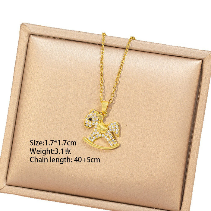 Wholesale Titanium steel horse necklace for women