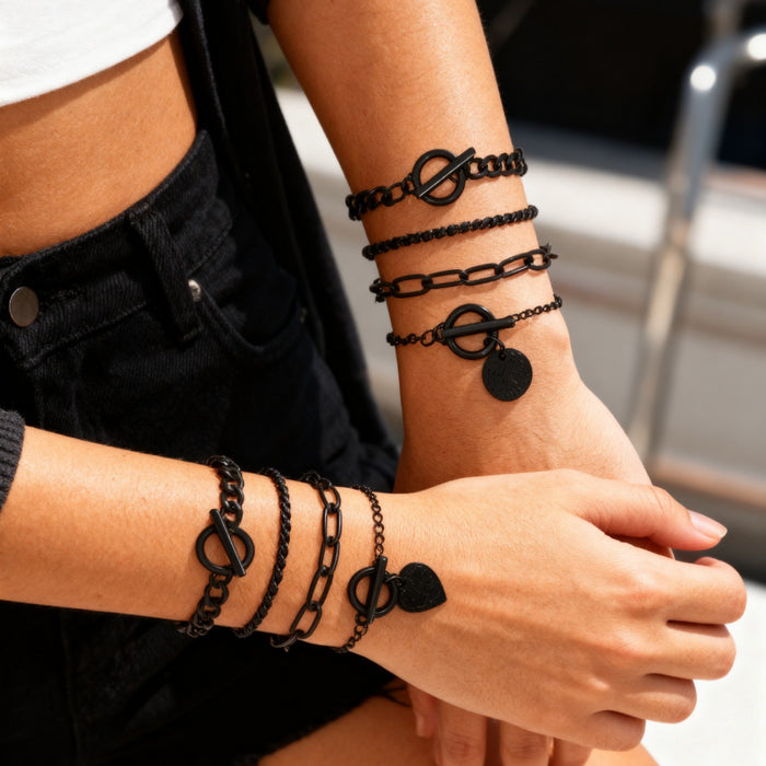 Wholesale Beaded Bracelet Set 5-Piece Heart Design Stackable Bracelets