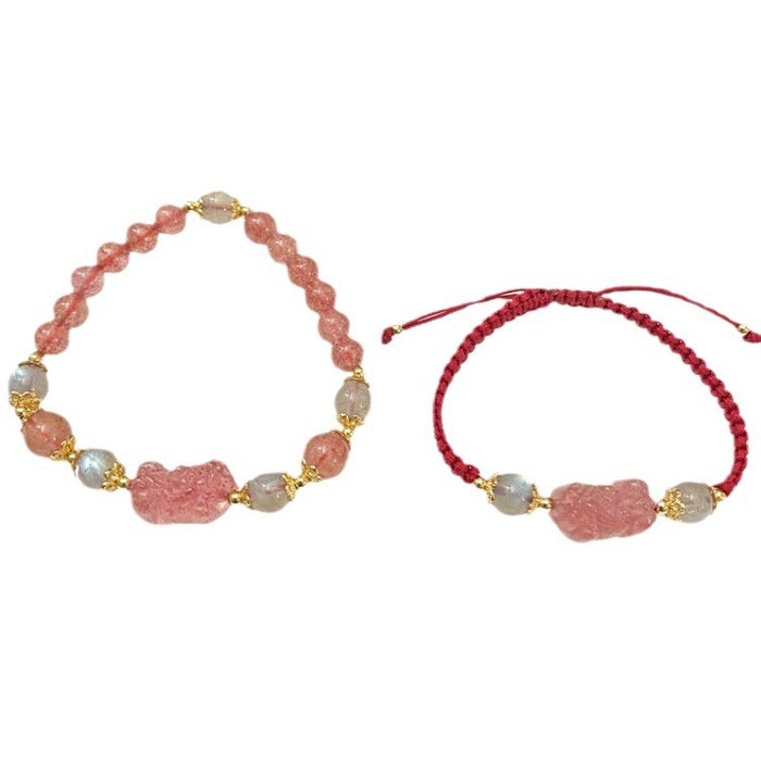 Wholesale Natural Crystal Bracelet Women's Red Hand Rope Weaving Gift