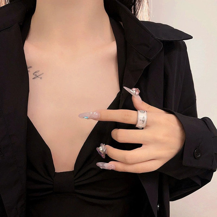 Wholesale Cat' s eye gemstone Saturn element wide rings