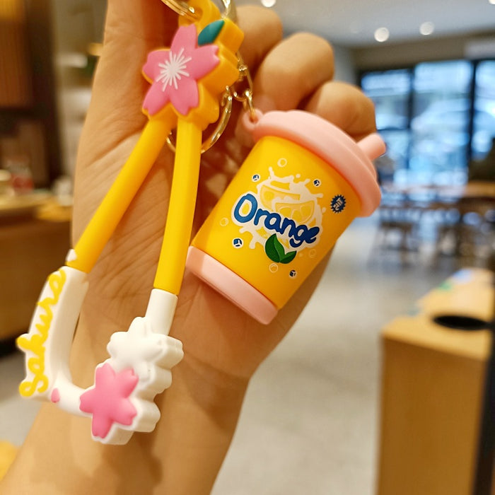 Wholesale Cartoon PVC Beverage Bottle Keychain JDC-KC-MingT017