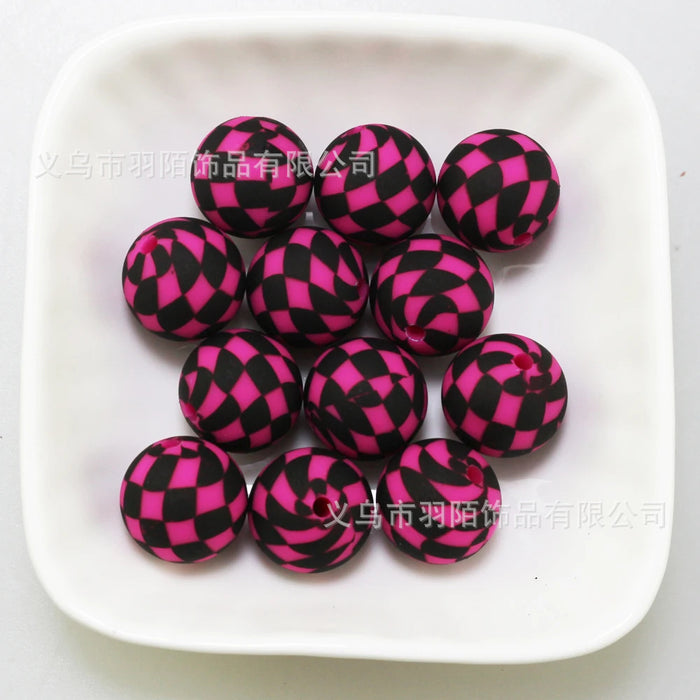 Wholesale 50pcs 15mm Grid Silicone Balls JDC-BDS-HongZhou012