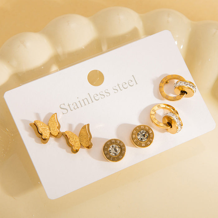 Wholesale Stainless Steel Pearl Heart Flower Earrings Set
