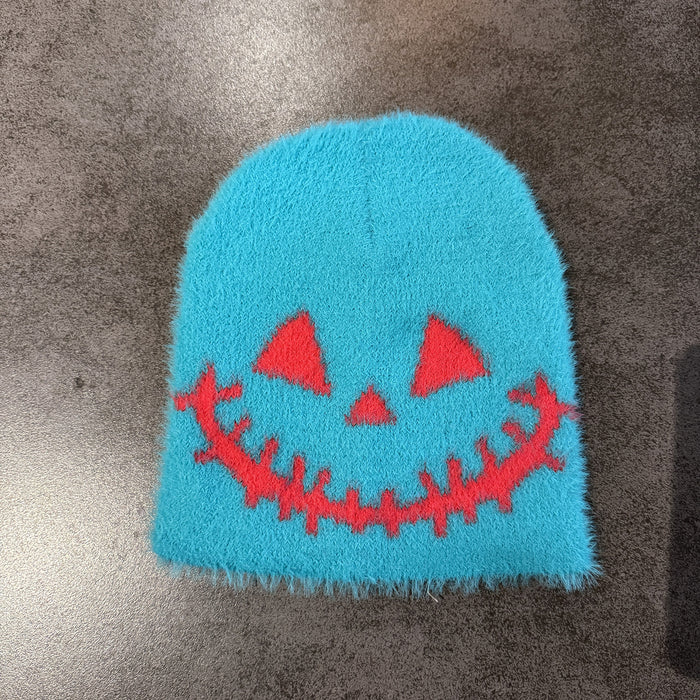 Wholesale Funny expression knitted hat for women in autumn and winter,  new  warm imitation mink yarn hat