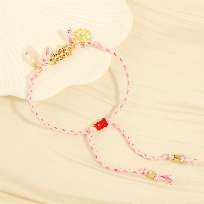 Wholesale Mixed Color Cotton Thread Braided Freshwater Pearl Pendant Bracelet JDC-BT-TianYi006