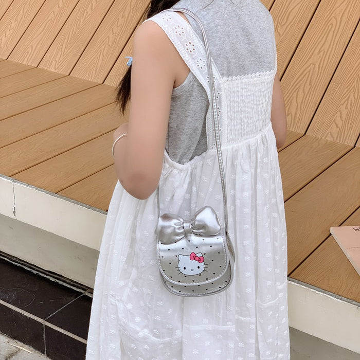 Wholesale Cute cartoon print girls'  shoulder bag with bow