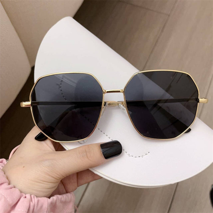 Wholesale Transparent Blue sunglasses polygonal metal driving sunglasses