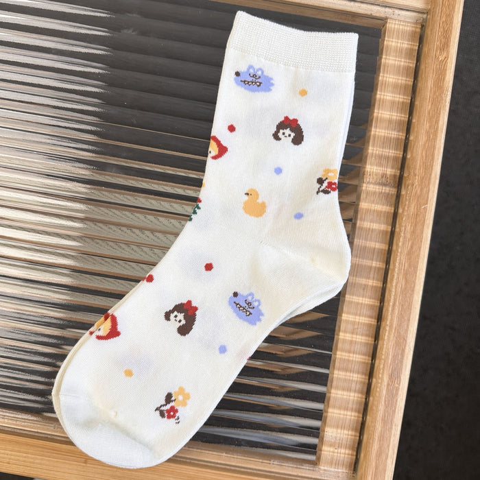 Wholesale Snow White Cute All-match Saving Cotton Socks Spring and Summer Cartoon Pile Socks Design Mid-tube Socks