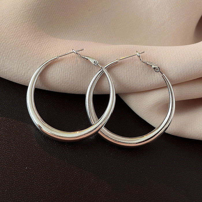 Wholesale Silver Needle Geometric Circle Earrings, Fashionable and Simple Metal Wind Earrings, Versatile and High Grade Sensory Earrings, Wholesale of Earrings