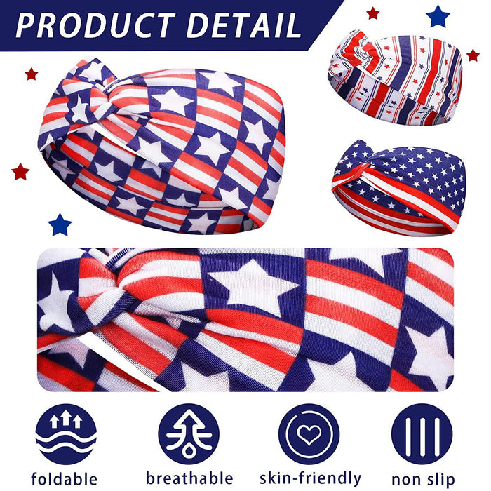 Wholesale 2PCS American Flag Independence Day Stars Knotted Sweat Absorbent Sports Bundle Fabric Headband JDC-HD-YunQ001