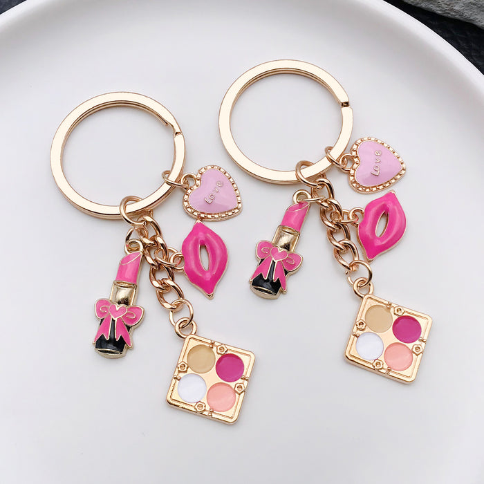 Wholesale Oil-dripped rose red lips alloy keychain