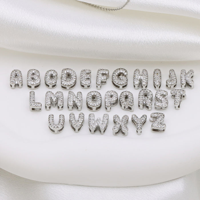 Wholesale Zircon Bubble Letter White Gold Pendant Necklace Women' s Clavicle Chain