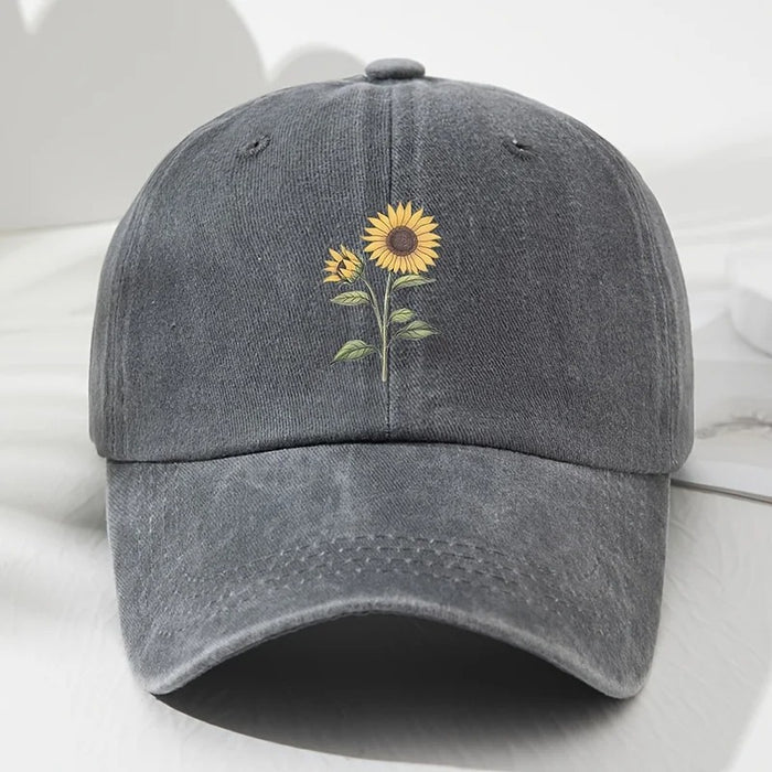 Wholesale Trendy Sunflower Pattern Baseball Cap Adjustable Washed Multi Color Summer Hat