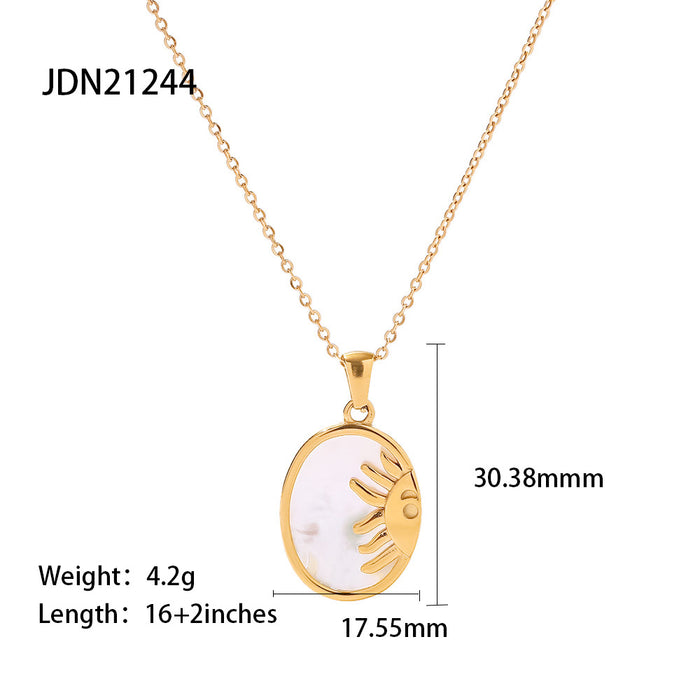 Wholesale Vintage Heart Mother-of-Pearl Stainless Steel Necklace