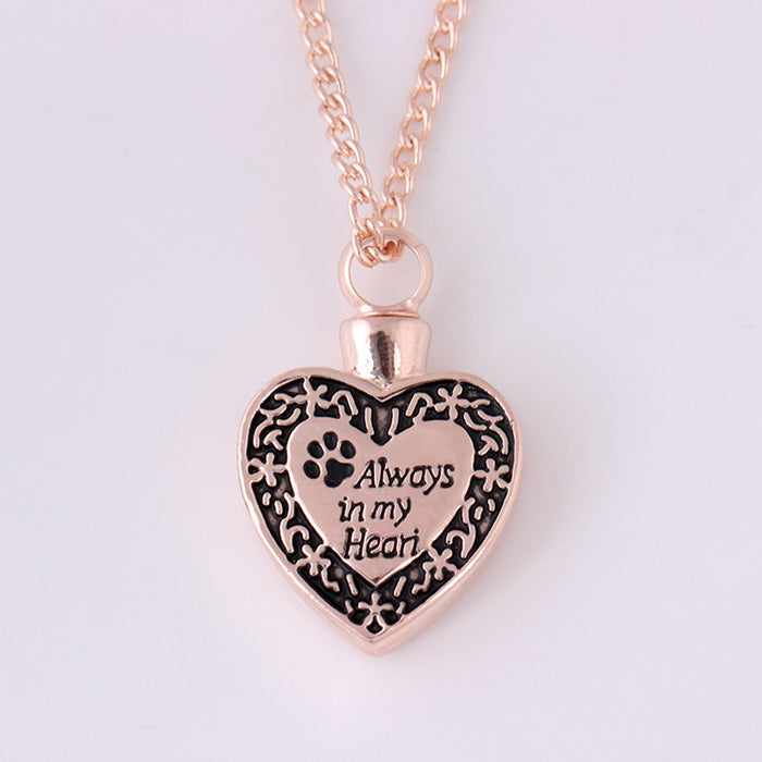 Wholesale Pet commemorative heart-shaped pendant can be opened with a crystal necklace