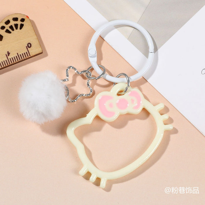 Wholesale Blue Plastic Cat Head Keychain Hollowed Out Cute Bag Charm For Backpack Birthday Gift
