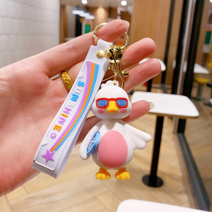 Wholesale PVC Duck Cute Cartoon Doll Keychain JDC-KC-NLu017