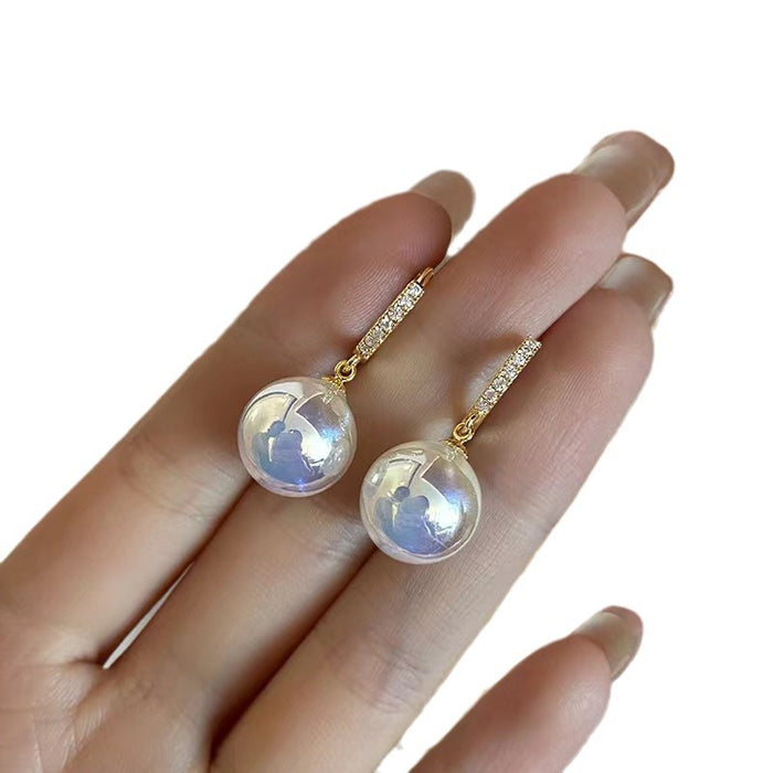 Wholesale Fashionable pearl earrings, niche, light luxury design, earrings temperament, versatile zircon earrings